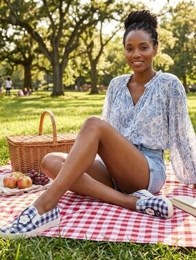 Michael Kors Keaton Floral Gingham Slip On Sneakers 7.5